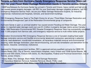 Toronto suffers from Hurricane Sandy Emergency Response Serv