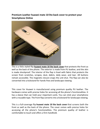 Premium Leather huawei mate 10 lite back cover to protect your Smartphone Online