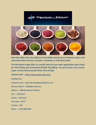 Spices & Ingredients - Spee-Dee Packaging Machinery