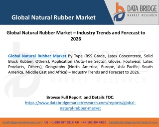 Global Natural Rubber Market – Industry Trends and Forecast to 2026