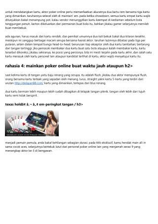 Poker Online Bonus Member Terkini