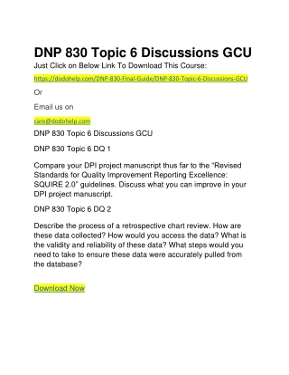 DNP 830 Topic 6 Discussions GCU