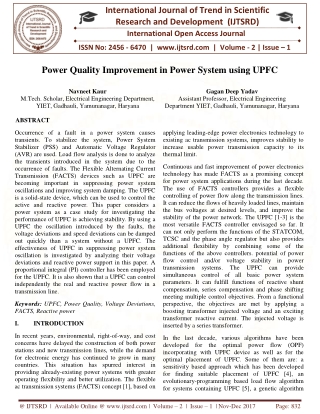 Power Quality Improvement in Power System using UPFC