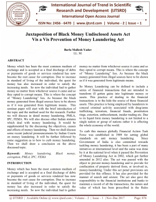 Juxtaposition of Black Money Undisclosed Assets Act Vis a Vis Prevention of Money Laundering Act