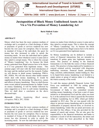 Juxtaposition of Black Money Undisclosed Assets Act Vis a Vis Prevention of Money Laundering Act