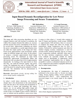 Input Based Dynamic Reconfiguration for Low Power Image Processing and Secure Transmission