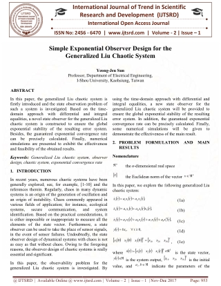 Simple Exponential Observer Design for the Generalized Liu Chaotic System