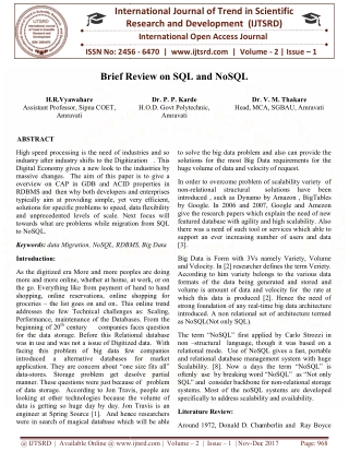 Brief Review on SQL and NoSQL