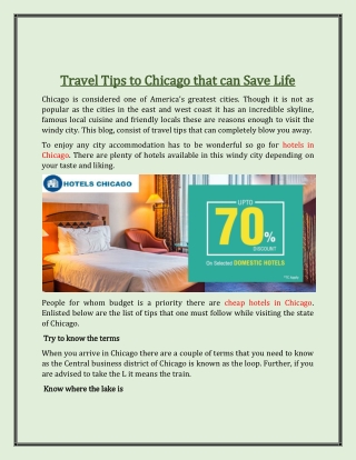 Travel Tips to Chicago that can Save Life