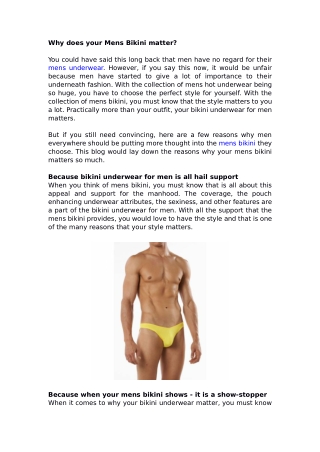 Why does your Mens Bikini matter?