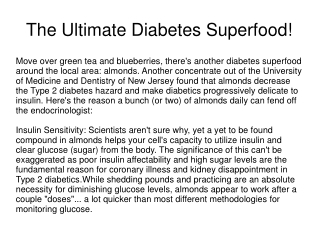The Ultimate Diabetes Superfood!