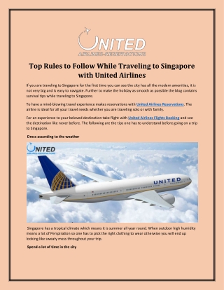 Top Rules to Follow While Traveling to Singapore with United Airlines