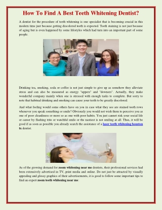 How To Find A Best Teeth Whitening Dentist?
