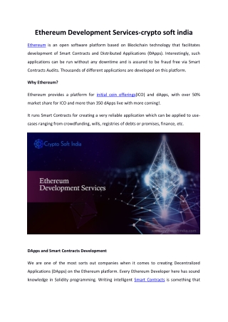 Ethereum Development Services-crypto soft india