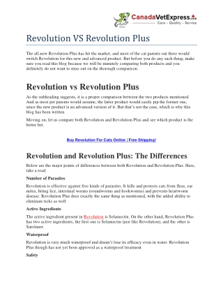 Revolution VS Revolution Plus - CanadaVetExpress