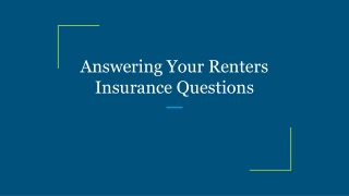 Answering Your Renters Insurance Questions
