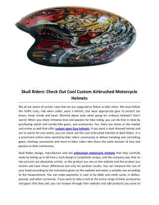 Skull Riderz: Check Out Cool Custom Airbrushed Motorcycle Helmets