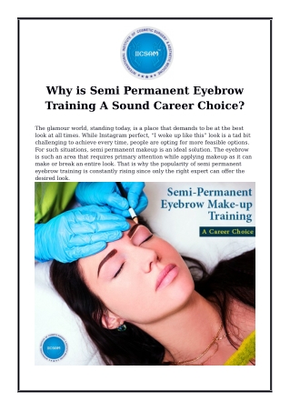 Why is Semi Permanent Eyebrow Training A Sound Career Choice?