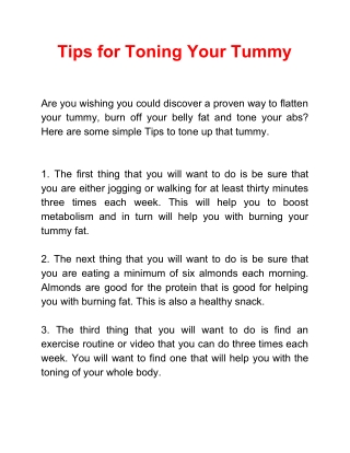 Tips for Toning Your Tummy