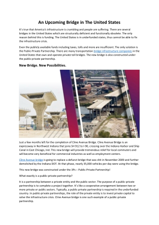 An Upcoming Bridge in The United States - United Bridge Partners