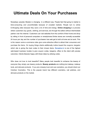 Ultimate Deals On Your Purchases