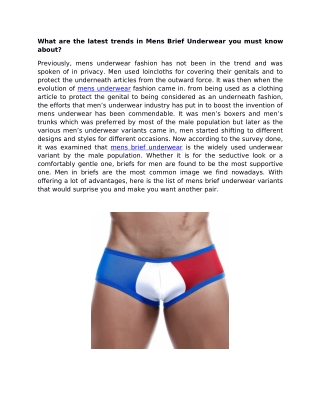 What are the latest trends in Mens Brief Underwear you must know about?