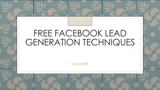 Free facebook lead generation techniques
