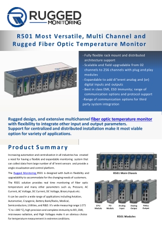 R501 Multi Channel Rugged Fiber Optic Temperature Monitor RM
