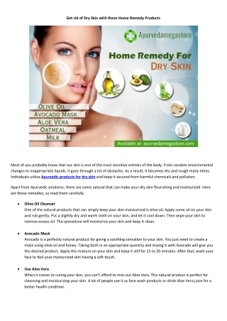 Get rid of Dry Skin with these Home Remedy Products