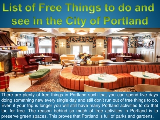 List of Free Things to do and see in the City of Portland