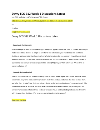 Devry ECO 312 Week 1 Discussions Latest