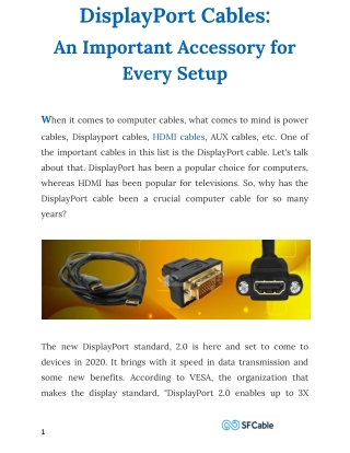 Displayport Cables An Important Accessory For Every Setup