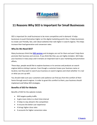 11 Reasons Why SEO is Important for Small Businesses