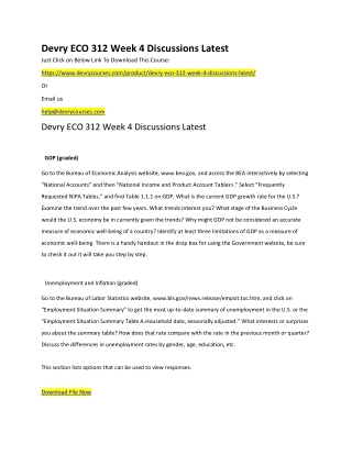 Devry ECO 312 Week 4 Discussions Latest