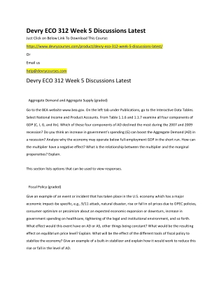 Devry ECO 312 Week 5 Discussions Latest