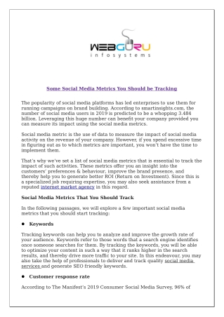 Some Social Media Metrics You Should be Tracking