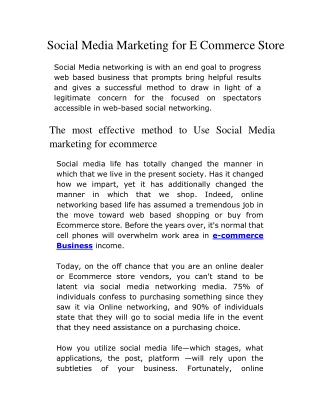 Social Media Marketing for E-commerce Store