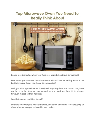 Top Microwave Oven You Need To Really Think About