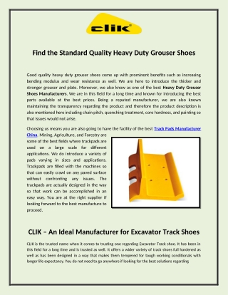 Find the Standard Quality Heavy Duty Grouser Shoes