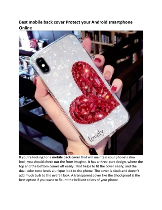 Best mobile back cover Protect your Android smartphone Online