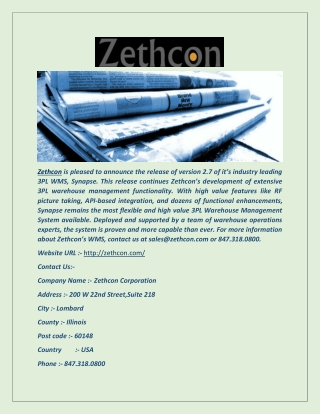 3PL WMS Software - Zethcon Corporation