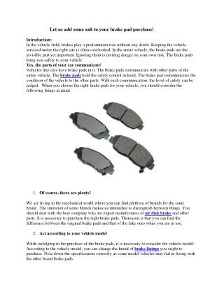 Let us add some salt to your brake pad purchase!