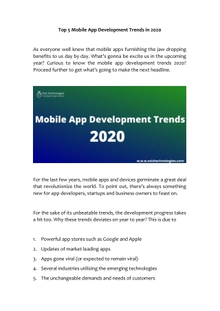 Mobile App Development Trends 2020