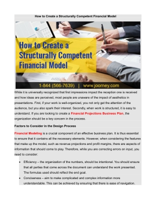 How to Create a Structurally Competent Financial Model