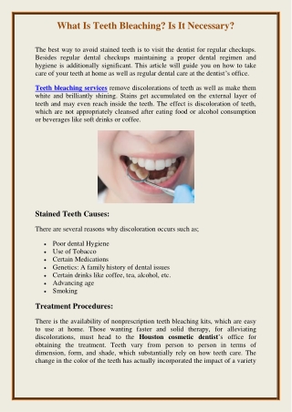 What Is Teeth Bleaching? Is It Necessary?