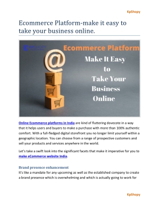 Ecommerce Platform-Make It Easy to Take Your Business Online