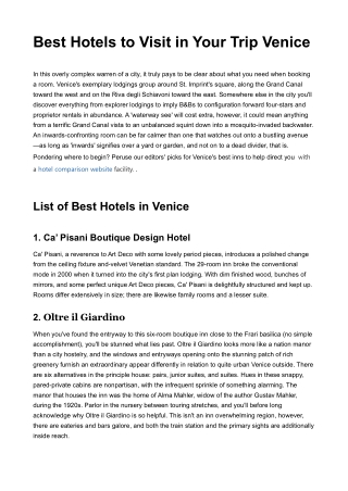 Best Hotels in Venice