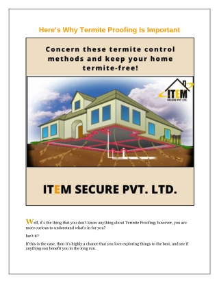 What is Termite proofing| Termite Control Products