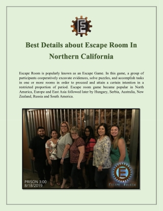 Best Details about Escape Room In Northern California
