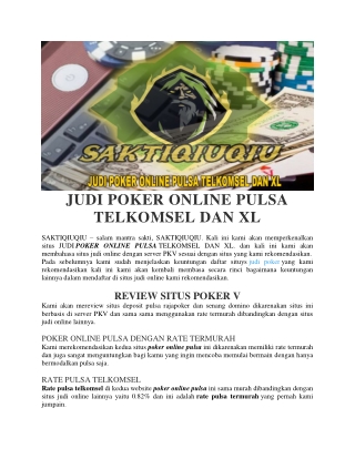 JUDI POKER ONLINE PULSA TELKOMSEL DAN XL